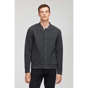 Bonobos The Quilted Waffle Bomber Jacket Gray Men's Medium Slim Fit Preppy Snap